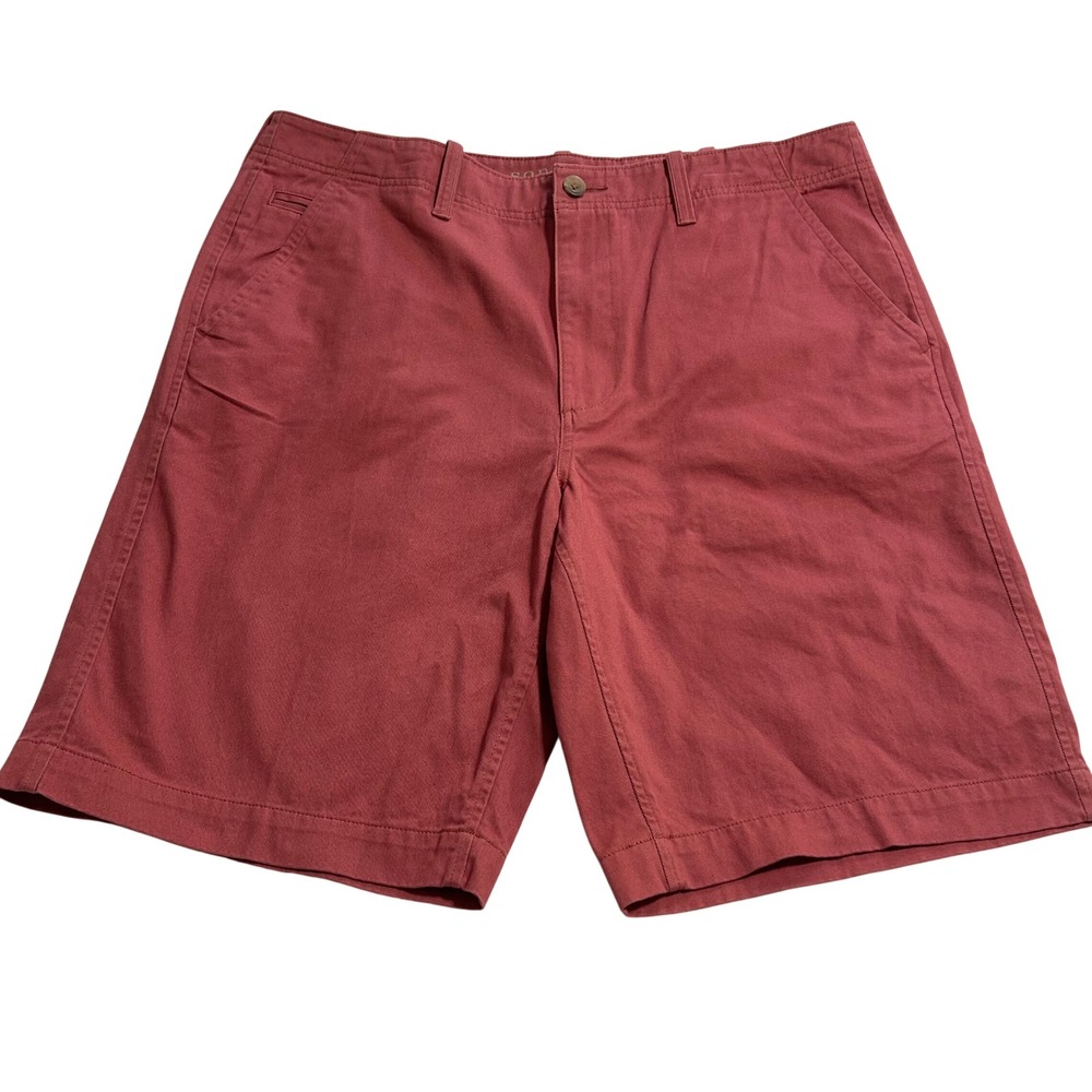 Sonoma Life + Style‎ Mens Pink Red Chino Shorts Size 38 Cotton Twill Flat Front